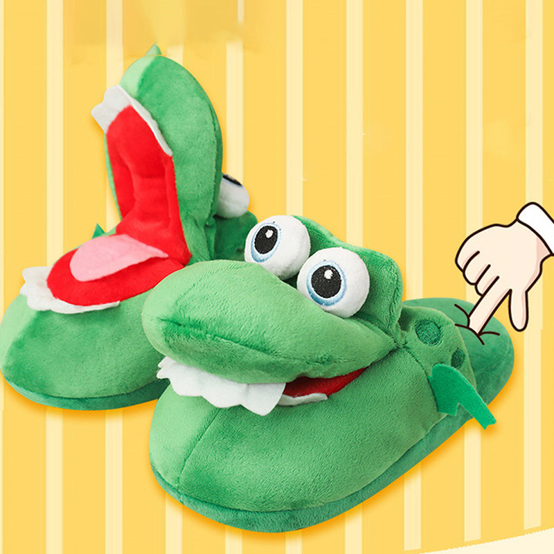 Pantufas de algodão com estampa de crocodilo