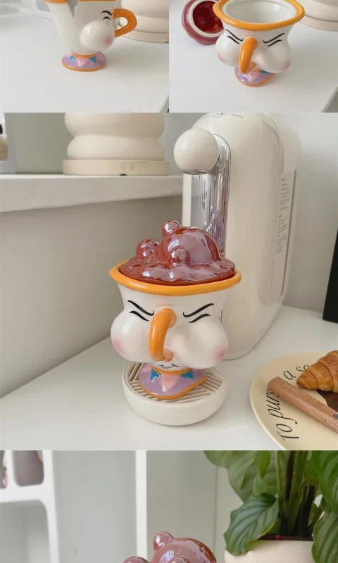 Caneca de cerâmica Disney Bela e a Fera com tampa