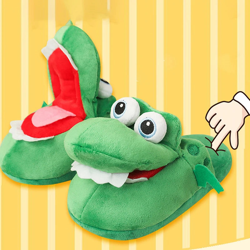 Pantufas de algodão com estampa de crocodilo