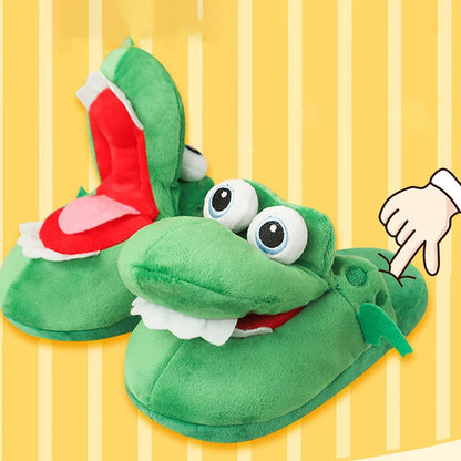 Pantufas de algodão com estampa de crocodilo