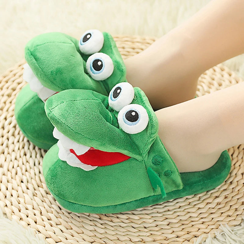Pantufas de algodão com estampa de crocodilo