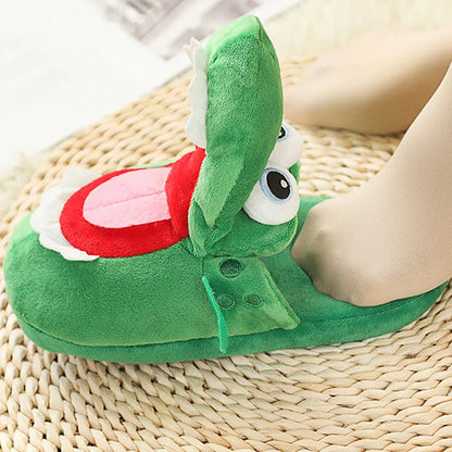 Pantufas de algodão com estampa de crocodilo