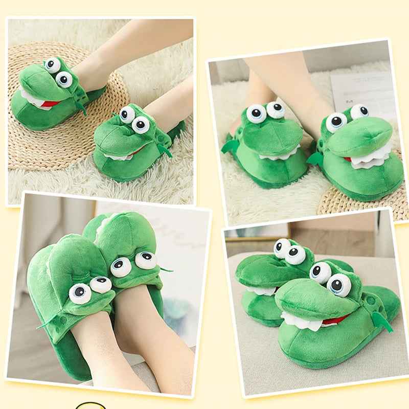 Pantufas de algodão com estampa de crocodilo