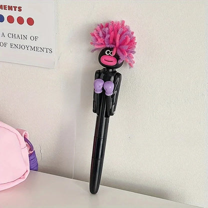 Caneta antiestresse mecânica de boxe peluda