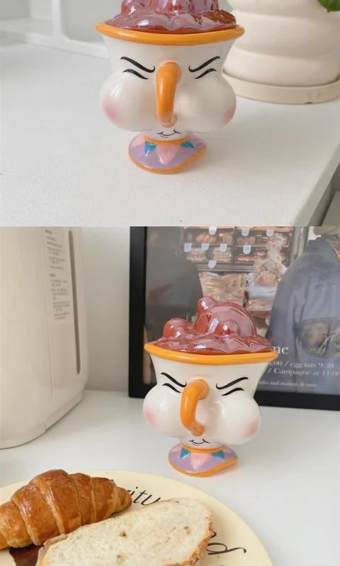 Caneca de cerâmica Disney Bela e a Fera com tampa