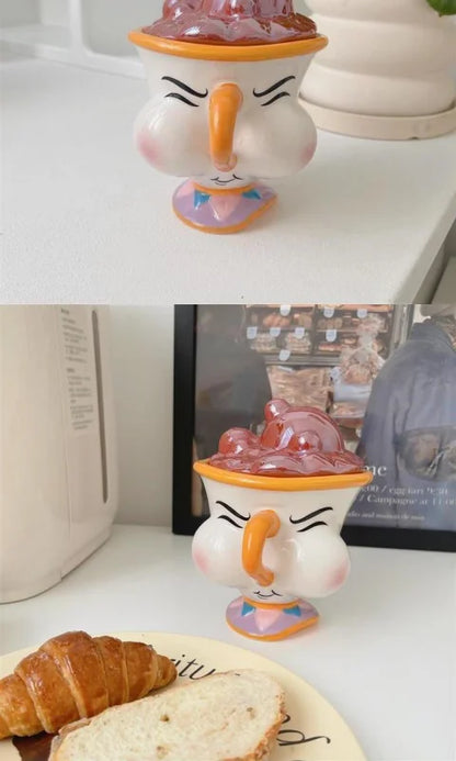 Caneca de cerâmica Disney Bela e a Fera com tampa
