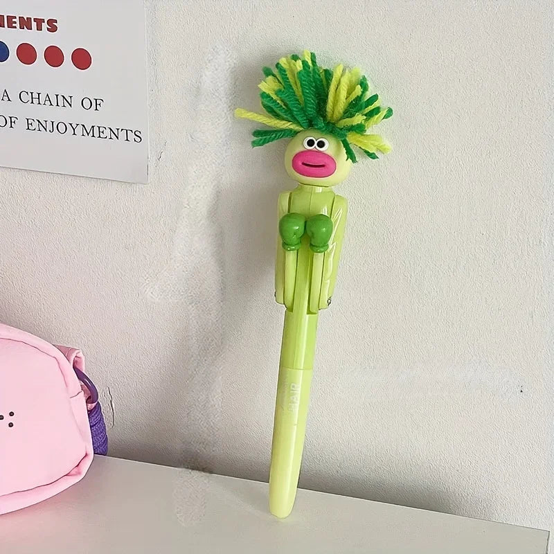 Caneta antiestresse mecânica de boxe peluda