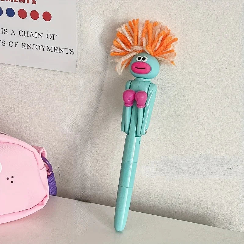 Caneta antiestresse mecânica de boxe peluda