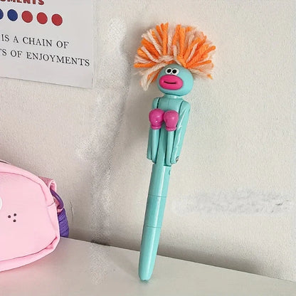 Caneta antiestresse mecânica de boxe peluda